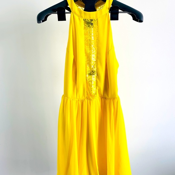 Asos Lace Insert Halter Dress Yellow - Picture 2 of 4